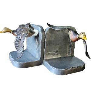 VTG Whitehall in flight pewter Mallard Duck Bookends